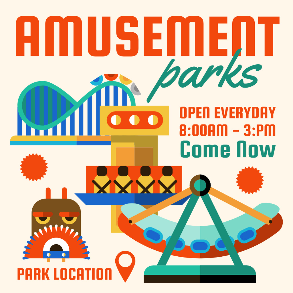 Amusement Parks Advertisement Instagram Design Template