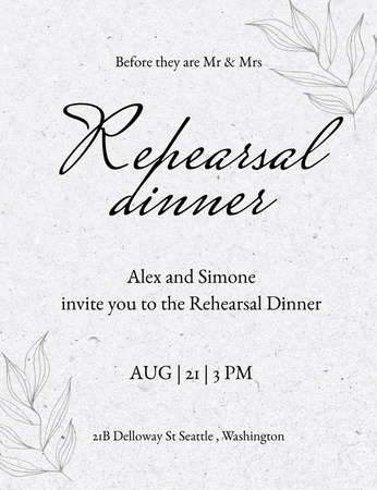 Ontwerpsjabloon van Invitation 13.9x10.7cm van repetitie diner aankondiging met flower illustration