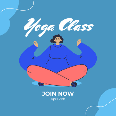 Cartoon Woman Practicing Yoga in Lotus Pose Instagram Design Template