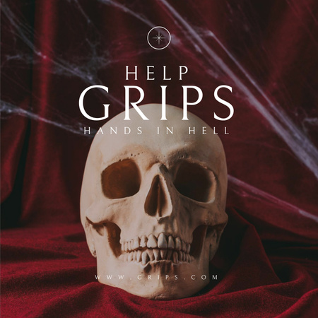 Designvorlage Menschlicher Schädel auf rotem Hintergrund für Album Cover