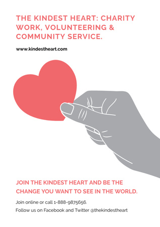 Charity Event with Hand holding Heart in Red Flyer A5 Design Template