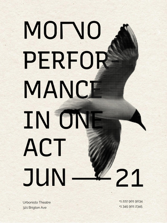Performance Announcement with Flying Bird Poster US tervezősablon