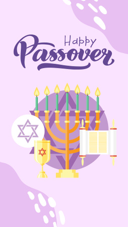 Designvorlage Passover Greeting with Menorah für Instagram Story