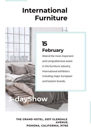 Plantilla de diseño de Furniture Show Bedroom in Grey Color Flayer 