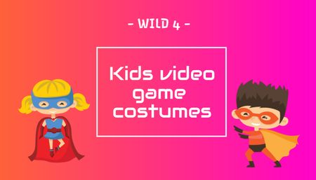 Video Game Kids Costumes Offer Business Card US Design Template