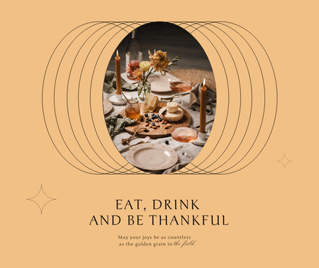 Modèle de visuel Thanksgiving Holiday Greeting with Festive Dinner - Facebook