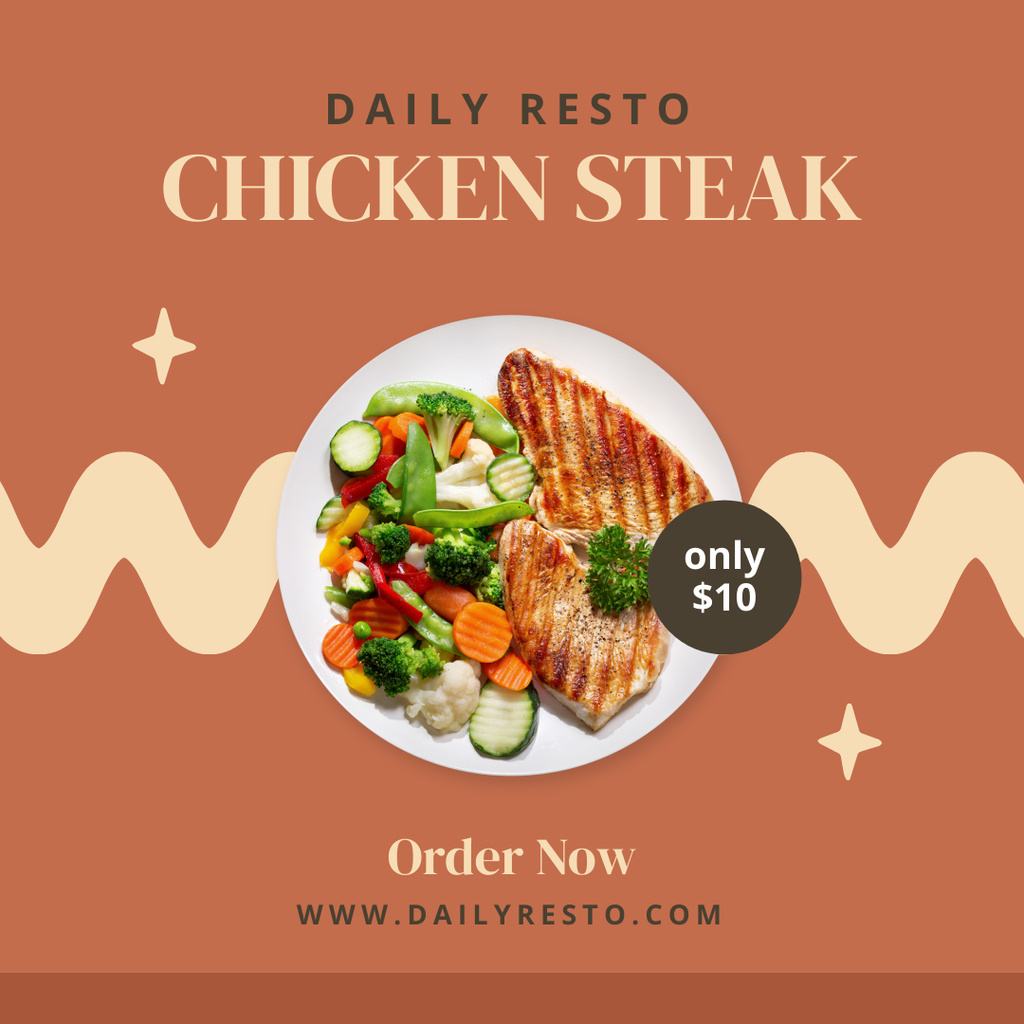 Chicken Steak with Vegetables Special Offer Instagram Design Template