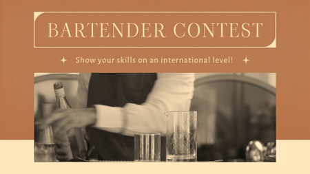 Anúncio emocionante do concurso de bartender com registro Full HD video Modelo de Design