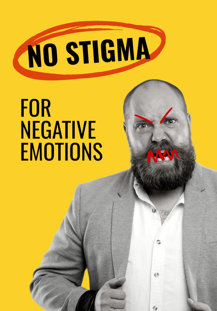 Social Issue Coverage with Angry Man Poster 28x40in Design Template