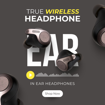 Ontwerpsjabloon van Instagram AD van New Model Wireless Headphones Promo