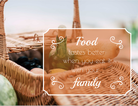 Quote about Food With Picnic Basket Postcard 4.2x5.5in Design Template