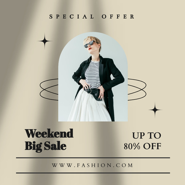 Big Fashion Sale Ad with Attractive Stylish Woman Instagram Design Template