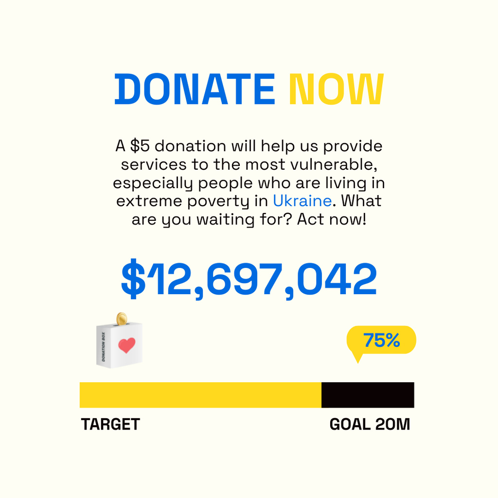 Szablon projektu Target of Donation for Ukraine Instagram