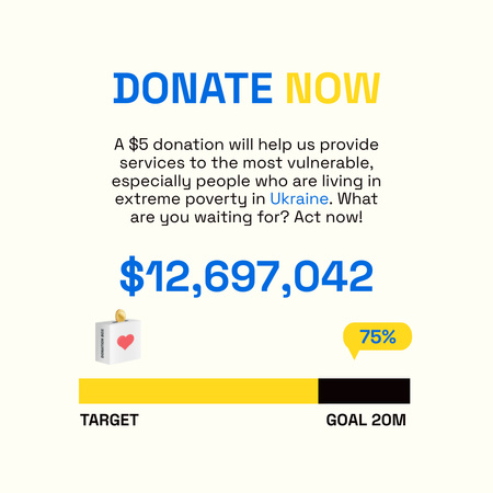 Ontwerpsjabloon van Instagram van Doel van donatie voor Oekraïne