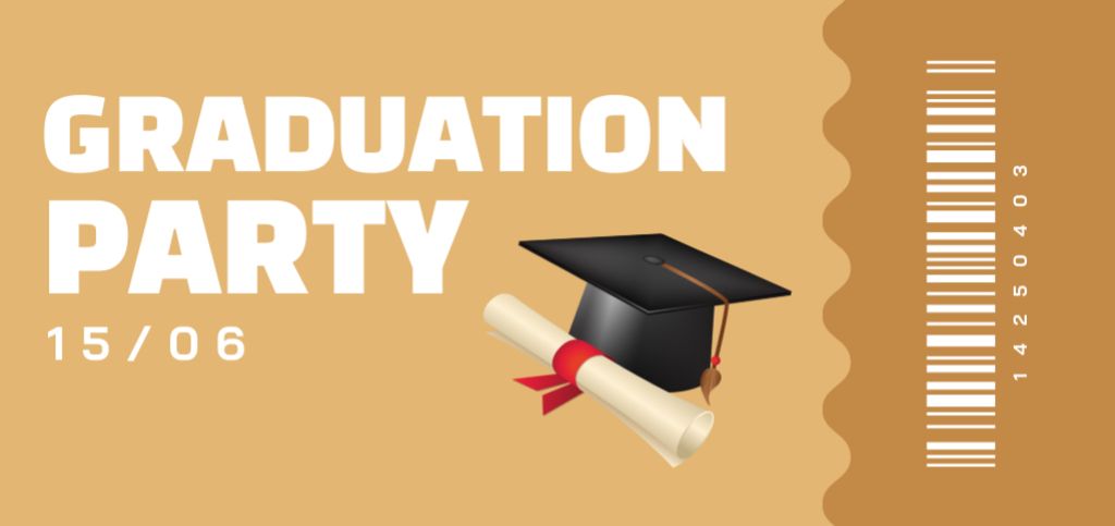 Graduation Party Announcement Beige Ticket DL – шаблон для дизайну