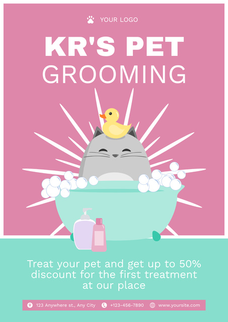 Best Pets Grooming Services Poster Design Template