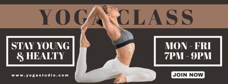 Designvorlage Yoga-Klasse Bleiben Sie jung für Facebook cover