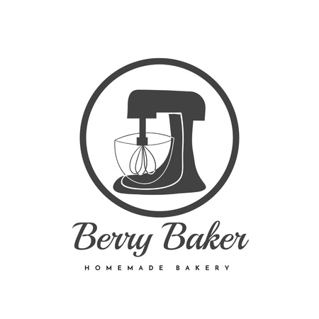 anúncio da padaria com máquina misturadora Logo Modelo de Design
