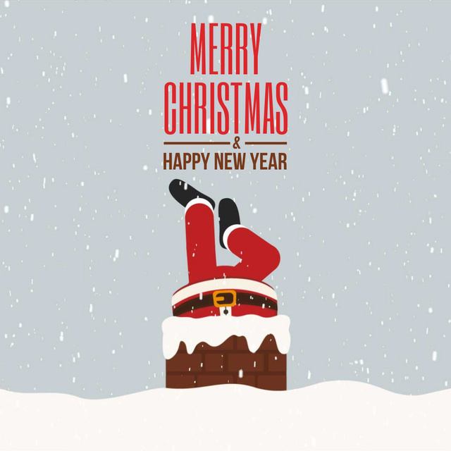 Santa stuck in chimney Animated Post Modelo de Design