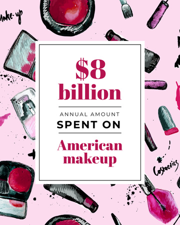 Modèle de visuel Makeup sales statistics with Cosmetics products - Poster 16x20in