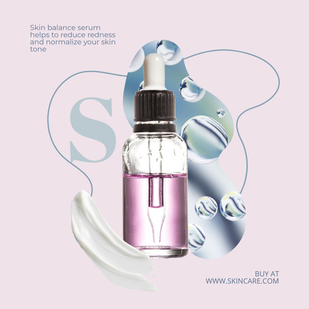 Refreshing Skincare Serum With Description In Pink Instagram Design Template