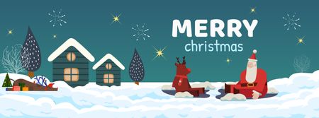Cute Christmas Holiday Greeting Facebook Video cover Design Template