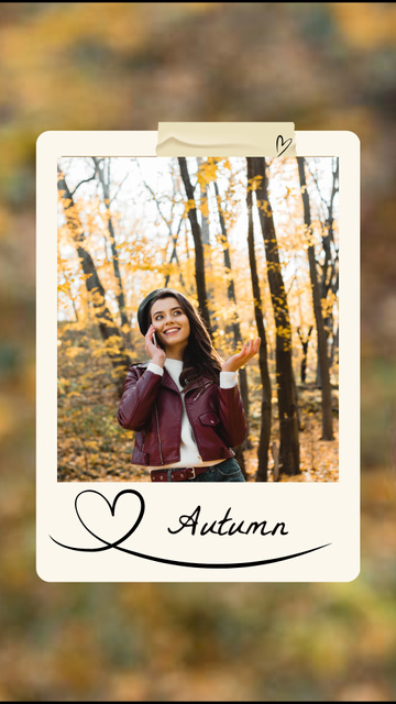 Girl in Beautiful Autumn Forest Instagram Story – шаблон для дизайну