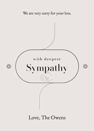 Deepest Sympathy Expression on Grey Minimalist Postcard 5x7in Vertical Design Template