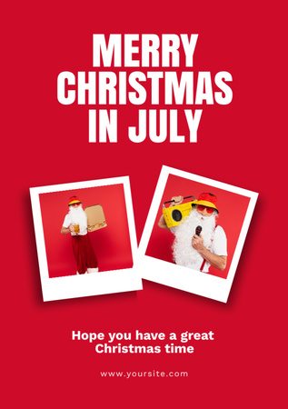 Modèle de visuel Christmas in July with Merry Santa Claus on Red - Flyer A5