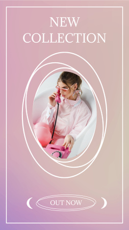 Διαφήμιση γυναικείων ρούχων μόδας με όμορφη νεαρή γυναίκα Instagram Story Πρότυπο σχεδίασης