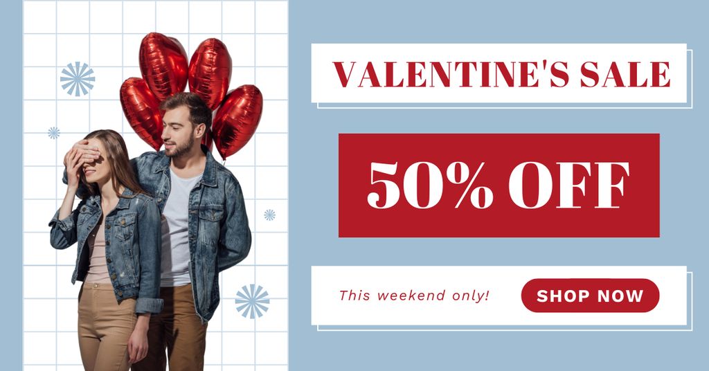 Plantilla de diseño de Valentine's Day Mega Sale of Gifts Facebook AD 