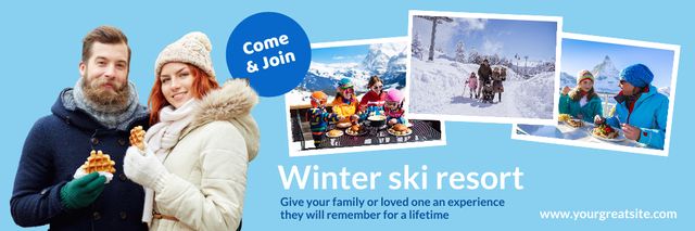 Winter Ski Resort Ad Email header Modelo de Design