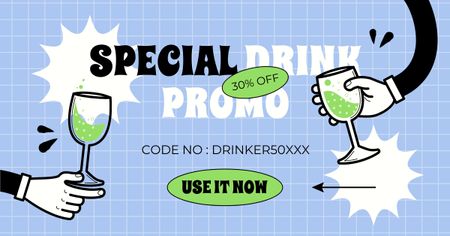 Special Drink Promo with Wineglasses Facebook AD Design Template