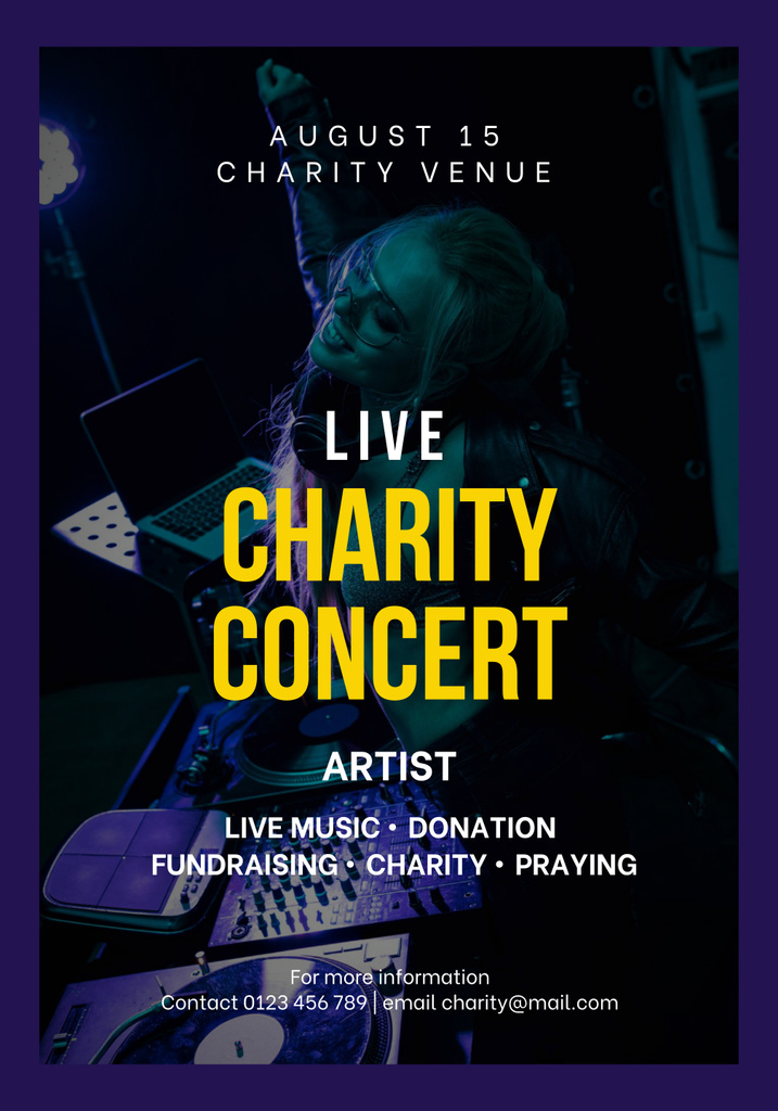  Charity Concert Announcement Poster 28x40in Design Template