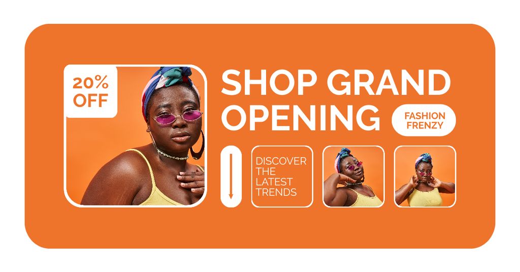 Ontwerpsjabloon van Facebook AD van Shop Grand Opening With Latest Trends And Discount