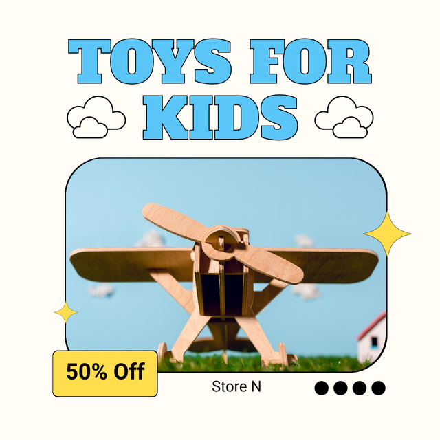 Wooden Airplane Toy Offer Instagram AD tervezősablon