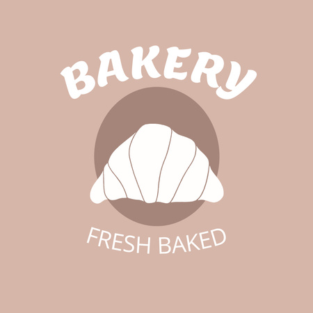 Fresh Bakery Advertisement with Image of Appetizing Croissant Logo 1080x1080px Design Template