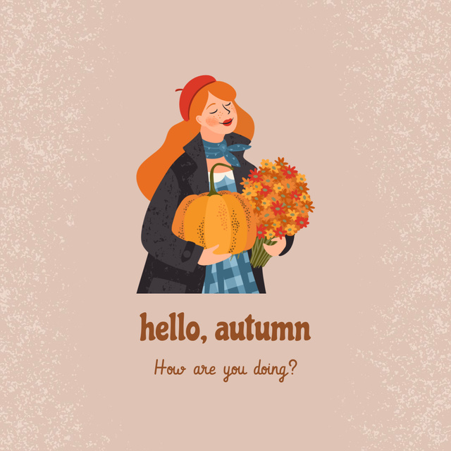 Autumn Inspiration with Cute Piece of Cake Animated Post Design Template