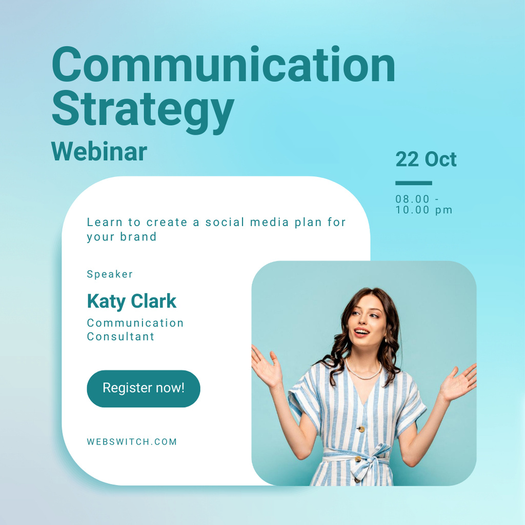 Webinar on Communication Strategy in Business Instagram – шаблон для дизайна