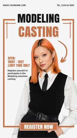Model Casting with Woman in Monochrome Outfit Instagram Story Design Template