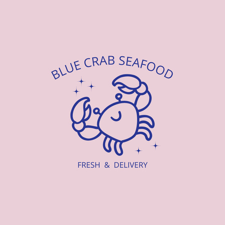 Seafood Delivery Service Logo Πρότυπο σχεδίασης
