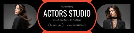 Designvorlage Actors Studio-Anzeige auf Schwarz für Twitter