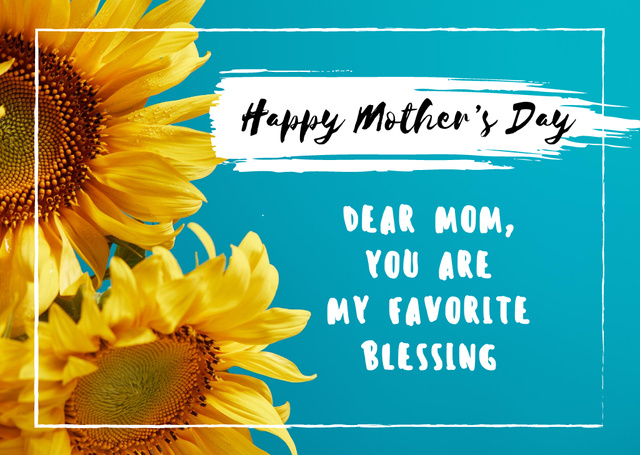 Happy Mother's Day Greeting with Sunflowers Postcard – шаблон для дизайну