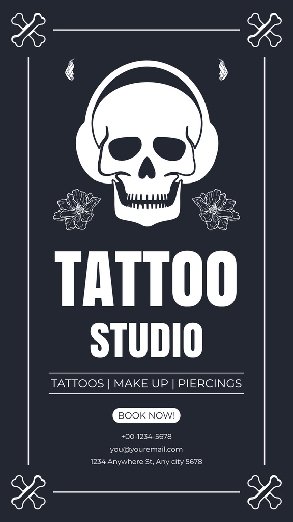 Modèle de visuel Tattoo Studio Services Offer With Makeup And Piercing - Instagram Story