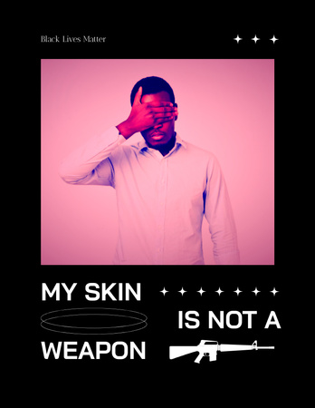 Protest against Racism with Young African American Guy Poster 8.5x11in Design Template
