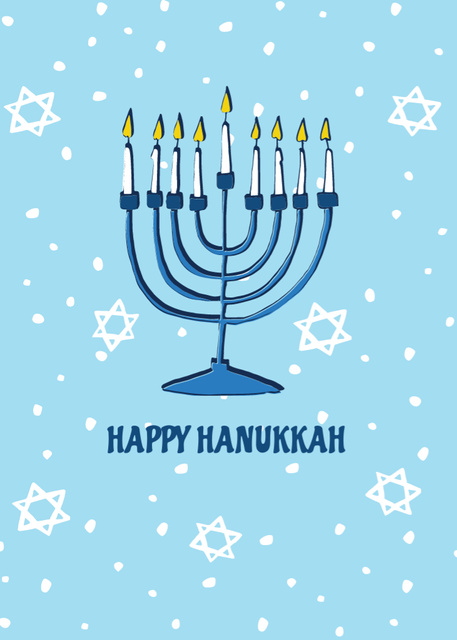 Designvorlage Awesome Hanukkah Congratulations with Menorah And Stars Of David für Postcard 5x7in Vertical