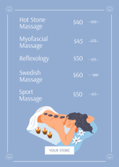 Spa and Massage Services Advertisement on Blue