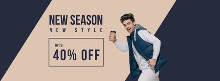 Discount Offer with Stylish Guy Facebook cover Πρότυπο σχεδίασης