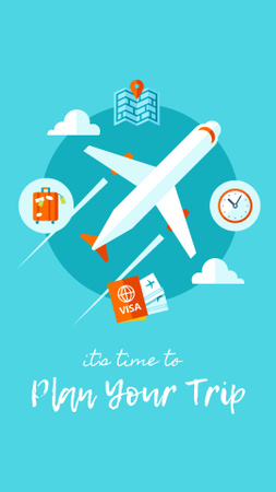 Plantilla de diseño de planificar el viaje con el avión volador Instagram Story 