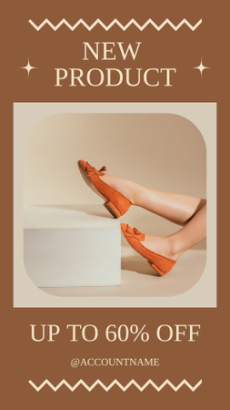 New Female Shoes Sale Announcement in Brown Instagram Story Modelo de Design